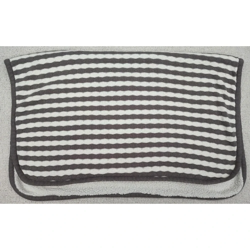 Starting‎ Out One Gray White Stripe Knit Baby Blanket Sherpa Backside Dillard's